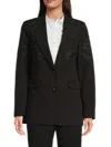 Karl Lagerfeld Women's Floral-embroidered Longline Blazer In Black