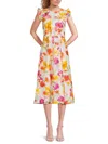 Karl Lagerfeld Women's Floral Flutter-sleeve Midi-dress In Multi