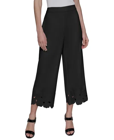 Karl Lagerfeld Women's Floral-hem Pull-on Pants