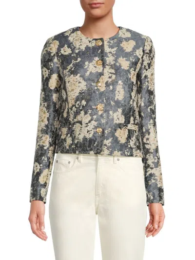 Karl Lagerfeld Women's Floral Jacquard Jacket In Gray