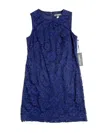 Karl Lagerfeld Women's Floral Lace Front Cocktail Shift Dress In Navy Blue In Blue