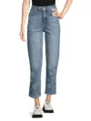 Karl Lagerfeld Women's Floral Motif Cropped Jeans In Coastal Blue