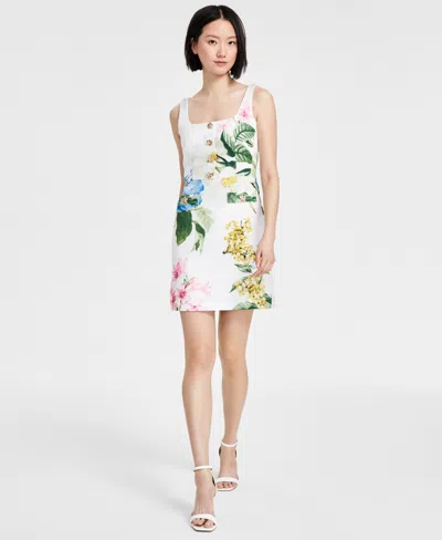 Karl Lagerfeld Women's Floral Print Sleeveless Sheath Dress In S Wt,fr Bl