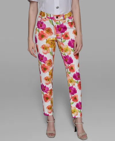 Karl Lagerfeld Women's Floral-print Straight-leg Pants