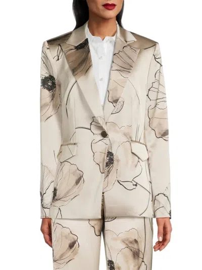Karl Lagerfeld Women's Floral Satin Blazer In Gray