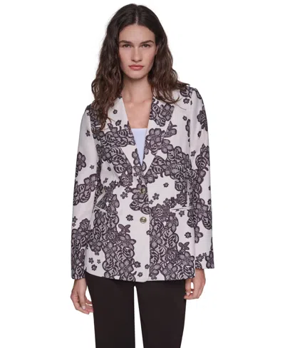 Karl Lagerfeld Women's Floral-print Lace Blazer In Multi