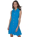 Karl Lagerfeld Collared A Line Dress In Frnch Blue
