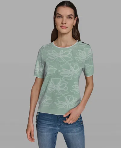Karl Lagerfeld Women's Flower Print Short-sleeve Sweater In Multi