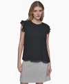 Karl Lagerfeld Women's Flutter-sleeve Blouse In Black