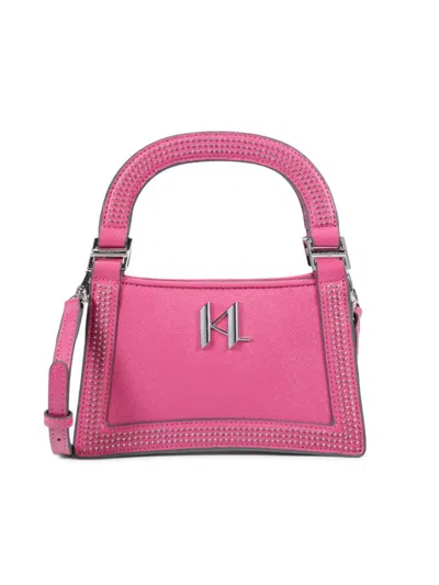 Karl Lagerfeld Women's Forine Embellished Logo Leather Shoulder Bag In Pink