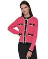 KARL LAGERFELD WOMEN'S FOUR-POCKET CREWNECK CARDIGAN