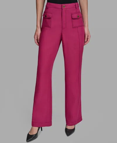 Karl Lagerfeld Women's Front Pockets Mid-rise Straight Long Pants In Purple
