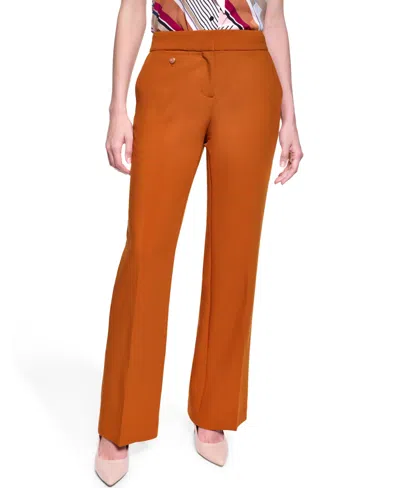 Karl Lagerfeld Women's Full Length Mid-rise Pants In Brown