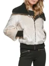 Karl Lagerfeld Faux Fur Bomber Jacket In White