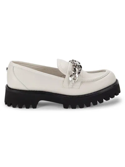 Karl Lagerfeld Women's Gala Embellished Chunky Leather Loafers In Soft White