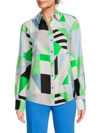 Karl Lagerfeld Women's Geometric Patch Print Technical Shirt