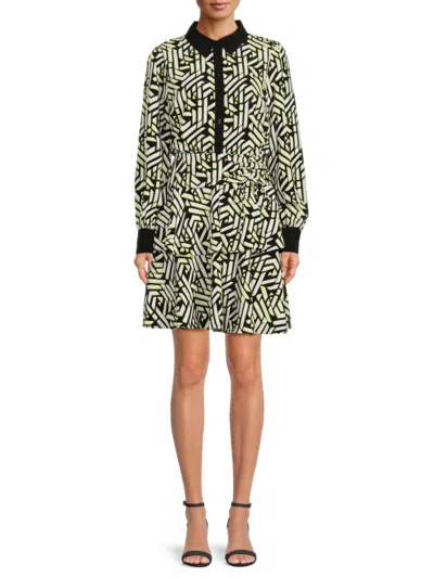 Karl Lagerfeld Women's Geometric Print Mini Dress In Chartreuse