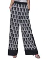 Shop Karl Lagerfeld Women's Geometric-print Wide-leg Pants In Black  Soft White