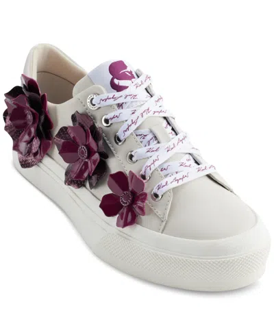 Karl Lagerfeld Women's Georgia Lace-up Embellished Sneakers In Soft White,red Plum