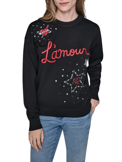Karl Lagerfeld Women's Embellished Sweater In Black