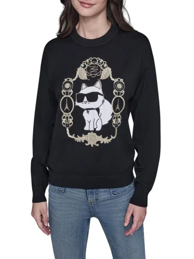 Karl Lagerfeld Women's Gifting Choupette Baroque Sweater In Black