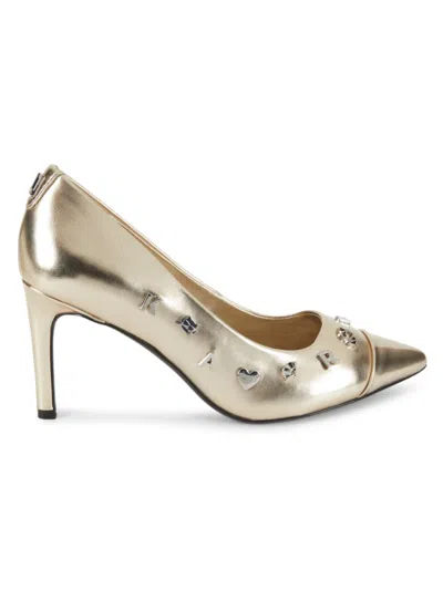 Karl Lagerfeld Women's Glora Charm Stiletto Pumps In White Gold