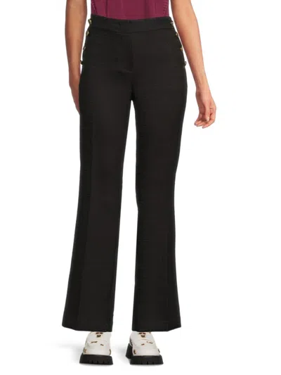 Karl Lagerfeld Women's Gold-button Flared Pants In Black