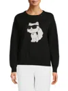 Karl Lagerfeld Women's Graphic Choupette Sweatshirt In Black