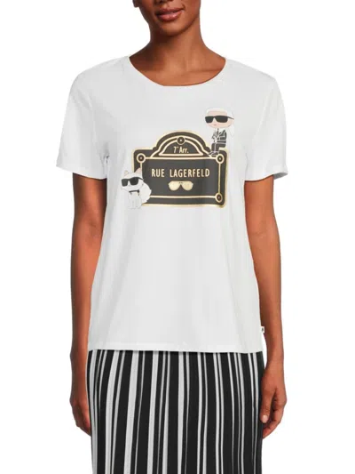 Karl Lagerfeld Women's Graphic Short-sleeve T-shirt In White
