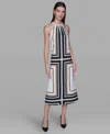Karl Lagerfeld Women's Halter Neck Printed Midi Dress In Neutral