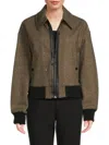 Karl Lagerfeld Paris Sparkle Herringbone Bomber Jacket In Gray