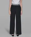 Karl Lagerfeld Women's High-rise Contrast Band Pants In Black