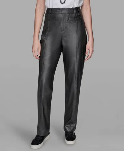 Karl Lagerfeld Women's High-rise Shimmer Pants In Black