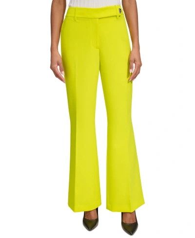 Karl Lagerfeld Women's High-rise Wide-leg Full-length Pants In Chartreuse
