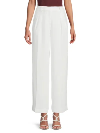 Karl Lagerfeld Women's High Rise Wide Leg Trousers In Soft White