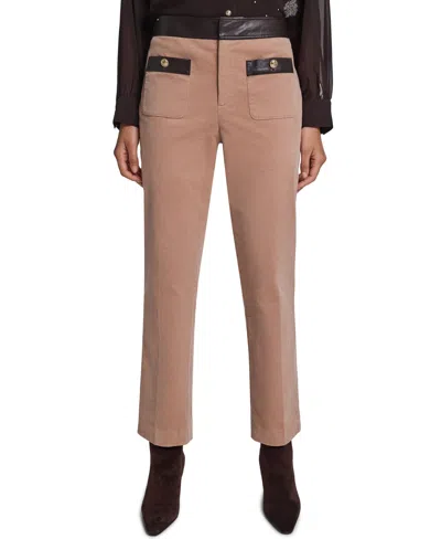 Karl Lagerfeld Women's High-waist Straight Corduroy Pants In Brown