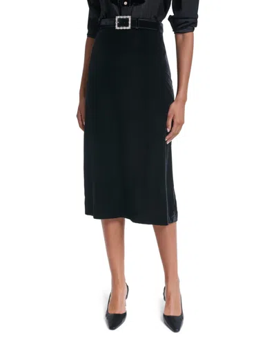 Karl Lagerfeld Women's High-waisted Pencil Velvet Midi Skirt In Black