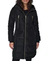 Karl Lagerfeld Women's Hooded Luxe Twill Detail Puffer Coat In Black