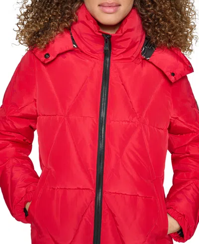 Karl Lagerfeld Women's Hooded Puffer Coat In Red