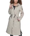 Karl Lagerfeld Women's Hooded Quilted Anorak Coat, Created For Macy's In Sand