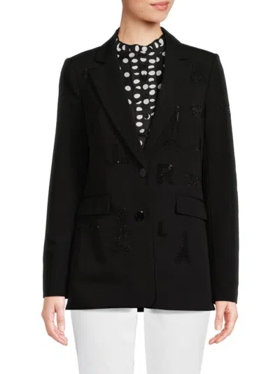 Karl Lagerfeld Women's Hotfix Embellished Blazer In Black