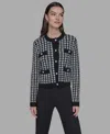Karl Lagerfeld Women's Houndstooth Long Sleeve Cardigan In Multi
