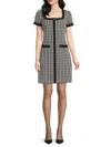 Karl Lagerfeld Women's Houndstooth Scuba Crêpe Shift Minidress In Black