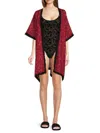 Karl Lagerfeld Women's Icon Print Open Front Robe In Crimson