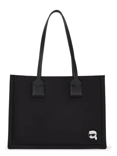 Karl Lagerfeld Women's Ikon Nylon Square Tote In 999 Black