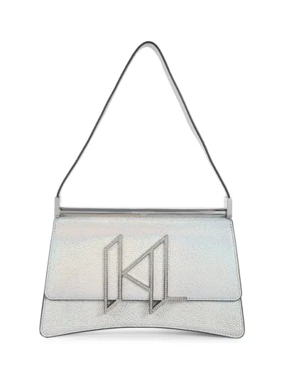 Karl Lagerfeld Women's Ikons Metallic Leather Shoulder Bag In Silver