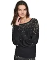Karl Lagerfeld Women's Imitation-pearl Embellished Sweater In Black