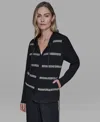 Karl Lagerfeld Women's Imitation Pearl Zipper Tracksuit Jacket In Black