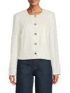Karl Lagerfeld Women's Intricate Sequin Jacket In Soft White