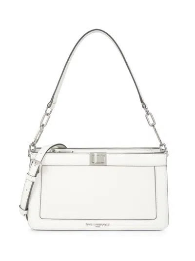 Karl Lagerfeld Women's Ivette Leather Shoulder Bag In White